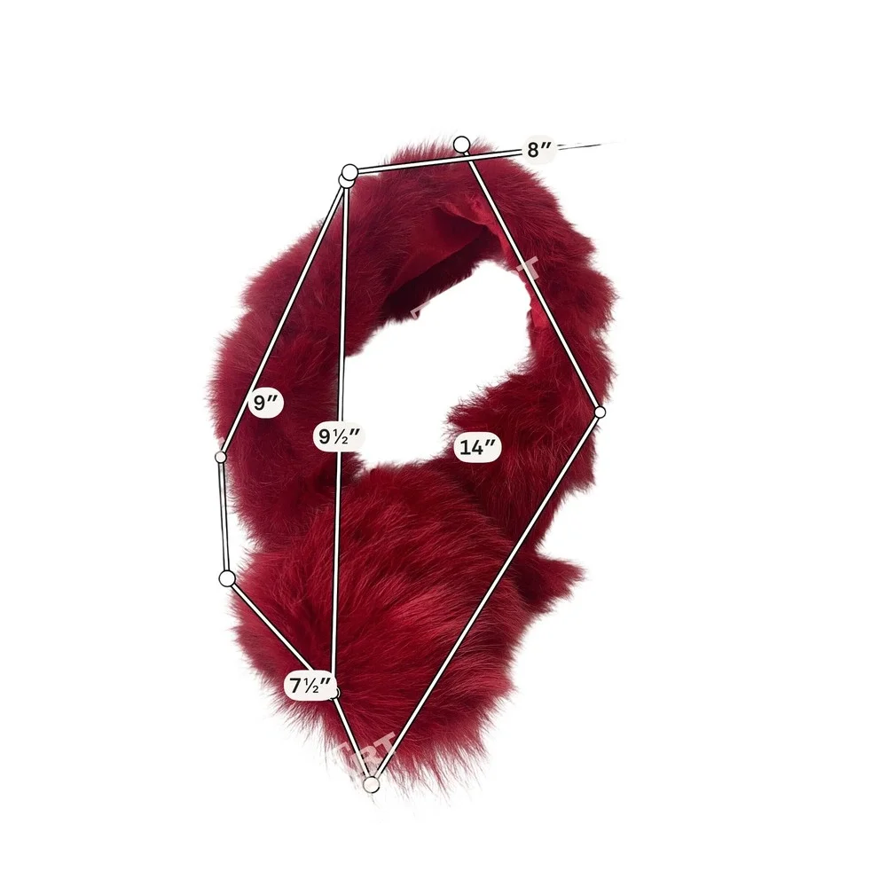 Red Rabbit and Fox Fur Neck Warmer Pom-Pom Detail Pull-Through Neck Warmer Scarf